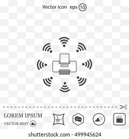 Printer with wi-fi connection, vector icon