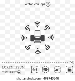 Printer with wi-fi connection, vector icon
