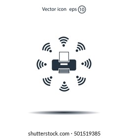 Printer with wi-fi connection, vector icon