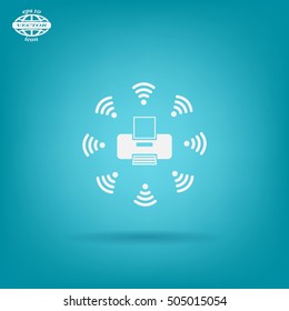 Printer with wi-fi connection, vector icon