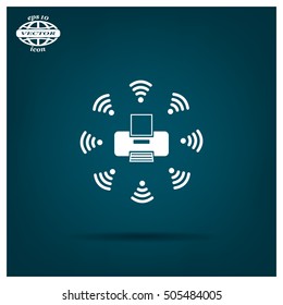 Printer with wi-fi connection, vector icon