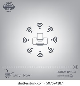 Printer with wi-fi connection, vector icon