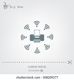 Printer with wi-fi connection, vector icon