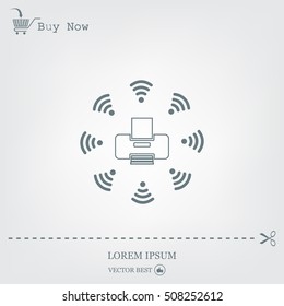 Printer with wi-fi connection, vector icon
