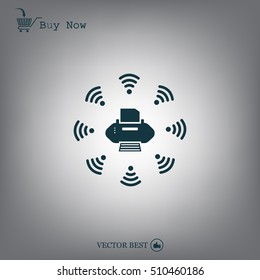 Printer with wi-fi connection, vector icon
