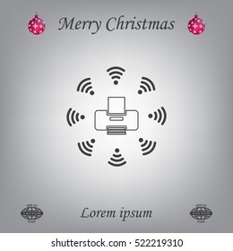 Printer with wi-fi connection, vector icon