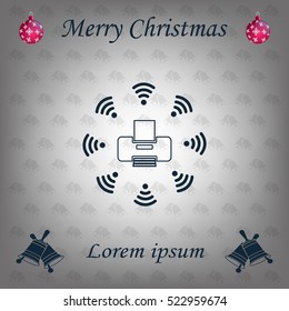 Printer with wi-fi connection, vector icon