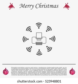 Printer with wi-fi connection, vector icon
