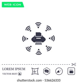 Printer with wi-fi connection, vector icon