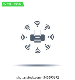 Printer with wi-fi connection, vector icon