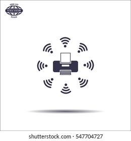 Printer with wi-fi connection, vector icon