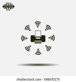 Printer with wi-fi connection, vector icon
