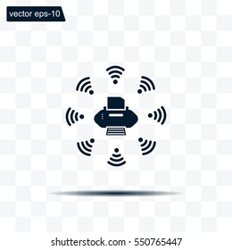 Printer with wi-fi connection, vector icon