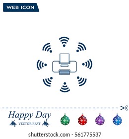 Printer with wi-fi connection, vector icon
