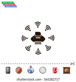 Printer with wi-fi connection, vector icon