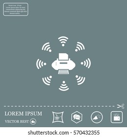 Printer with wi-fi connection, vector icon