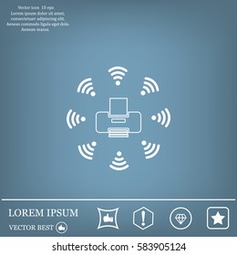 Printer with wi-fi connection, vector icon