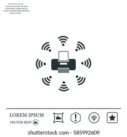 Printer with wi-fi connection, vector icon