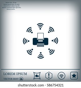 Printer with wi-fi connection, vector icon