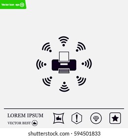 Printer with wi-fi connection, vector icon