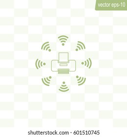 Printer with wi-fi connection, vector icon