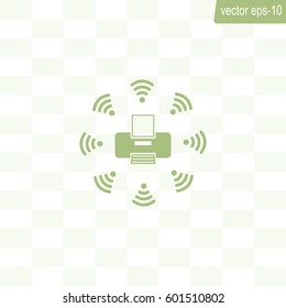 Printer with wi-fi connection, vector icon