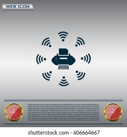 Printer with wi-fi connection, vector icon