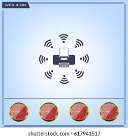 Printer with wi-fi connection, vector icon