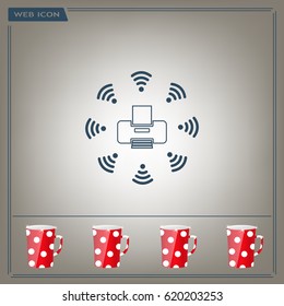 Printer with wi-fi connection, vector icon