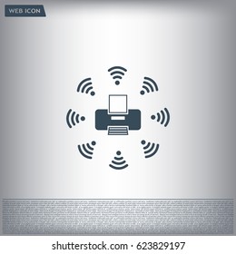 Printer with wi-fi connection, vector icon