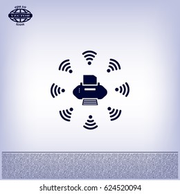 Printer with wi-fi connection, vector icon