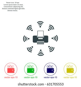 Printer with wi-fi connection, vector icon