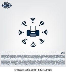 Printer with wi-fi connection, vector icon