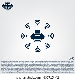 Printer with wi-fi connection, vector icon