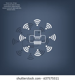 Printer with wi-fi connection, vector icon