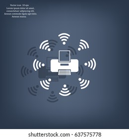 Printer with wi-fi connection, vector icon