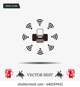 Printer with wi-fi connection, vector icon