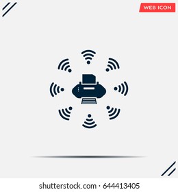 Printer with wi-fi connection, vector icon