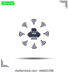 Printer with wi-fi connection, vector icon