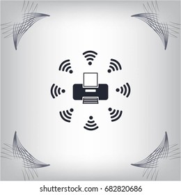 Printer with wi-fi connection, vector icon