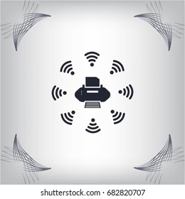 Printer with wi-fi connection, vector icon