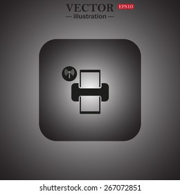  Printer with wi-fi connection, web icon. vector design
