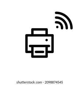 Printer with wireless connection. Minimal line art pixel perfect, editable stroke icon