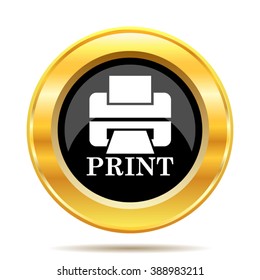 Printer with word PRINT icon. Internet button on white background. EPS10 vector.