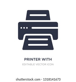printer with written paper icon on white background. Simple element illustration from Tools and utensils concept. printer with written paper icon symbol design.