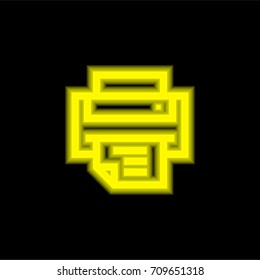 Printer yellow glowing neon ui ux icon. Glowing sign logo vector