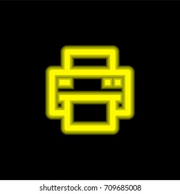 Printer yellow glowing neon ui ux icon. Glowing sign logo vector