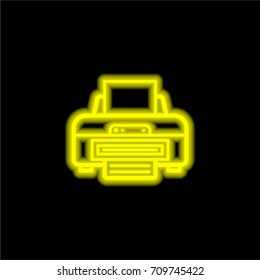 Printer yellow glowing neon ui ux icon. Glowing sign logo vector