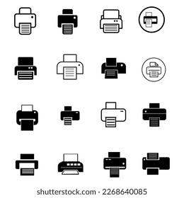 Drucker-Icon-Set, Vektorgrafik auf weißem Hintergrund.EPS