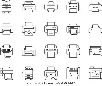 Printers Outline Vector Icons Pack